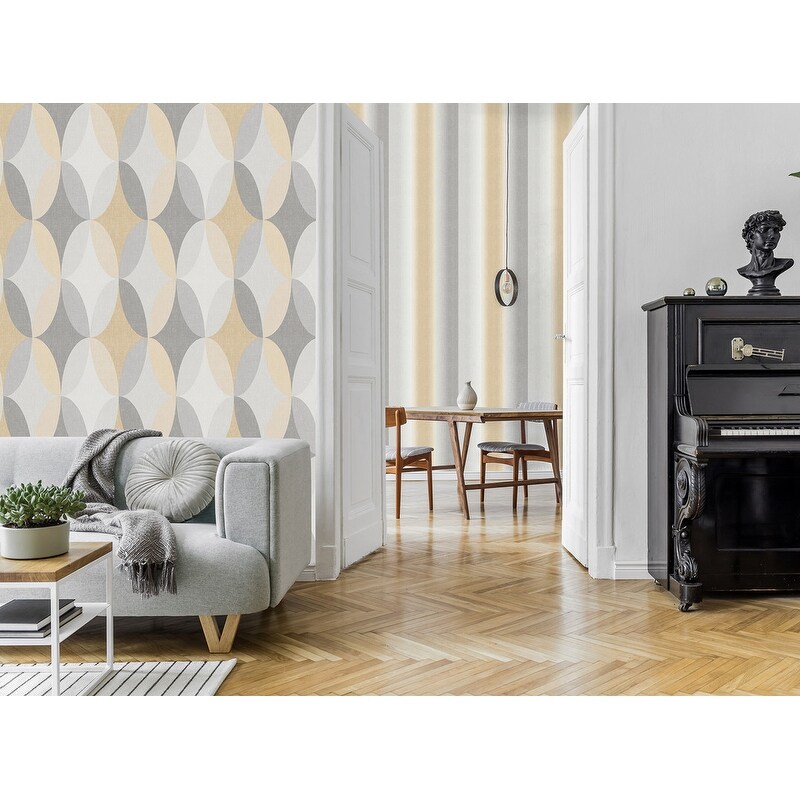 Fine Decor Kirby Oval Geo Mustard Wallpaper - image 2