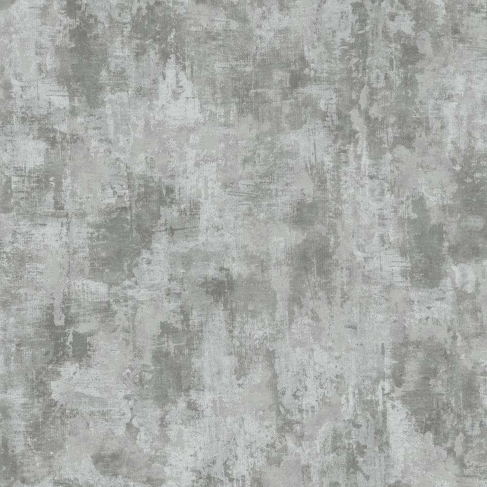 Textured pewter stucco wallpaper featuring a blend of light and dark gray tones, creating a subtle, sophisticated abstract pattern.