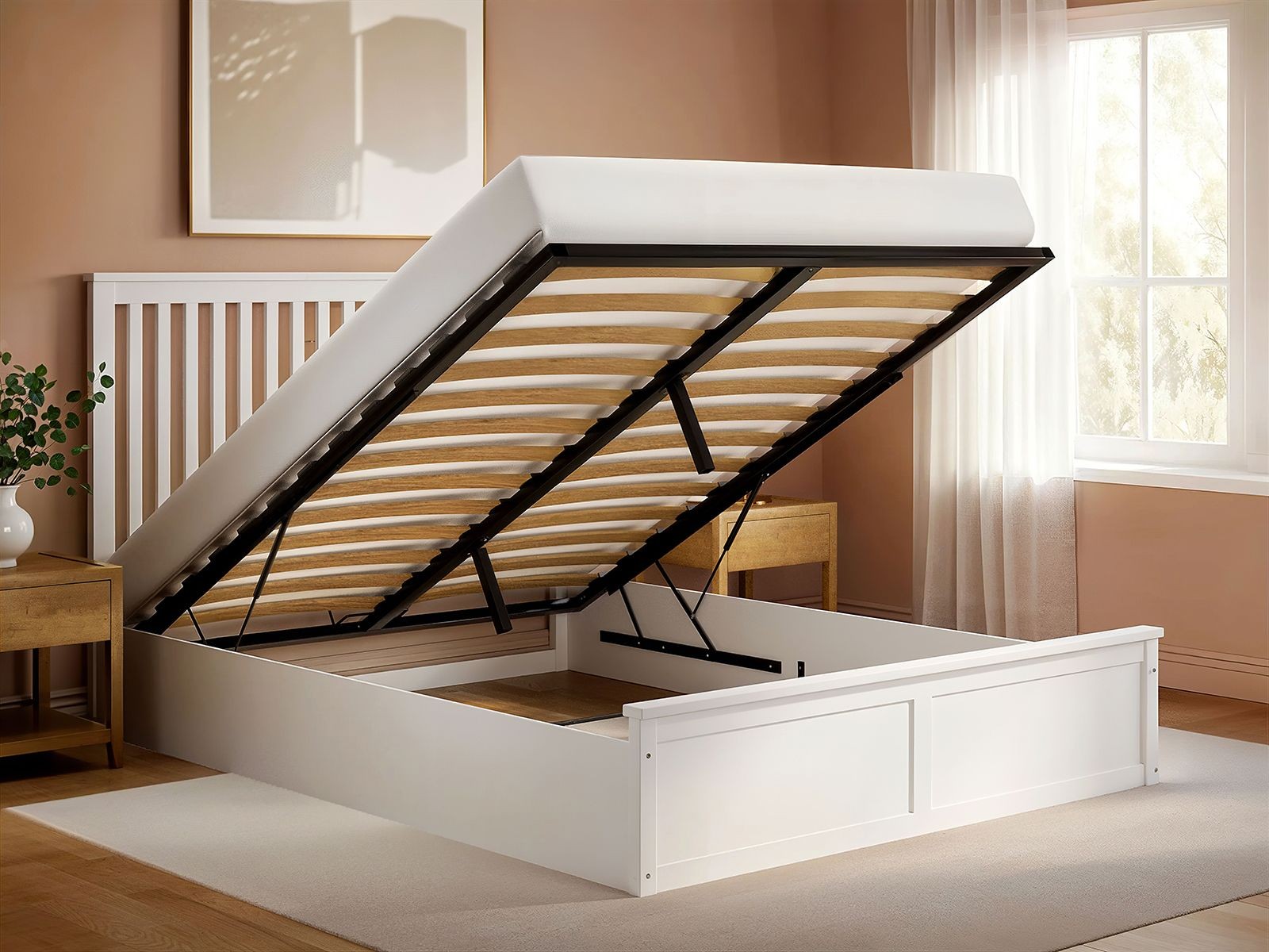Flair Airedale White Single Wooden Ottoman Bed - image 4