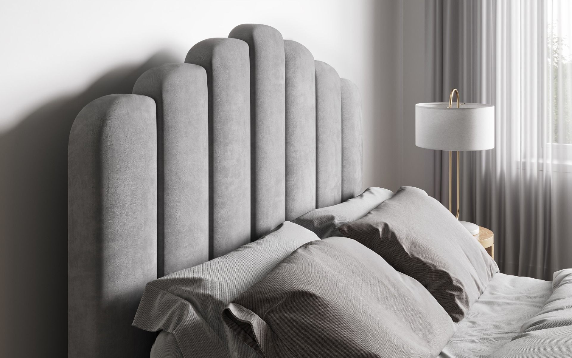 Flair Poseidon Silver Velvet Double Ottoman Bed - image 4
