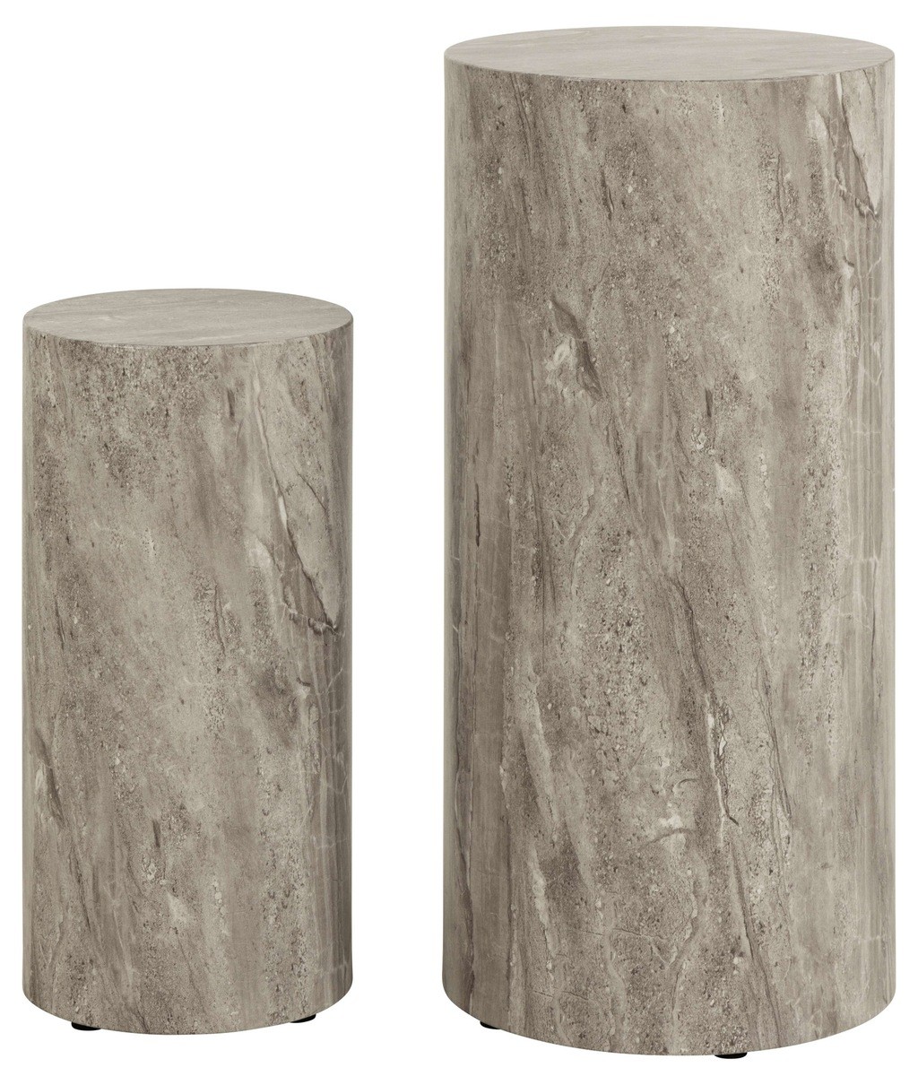 Florence Dice Grey Marble and River Rough Paper Round Pedestal Set of 2 - image 2