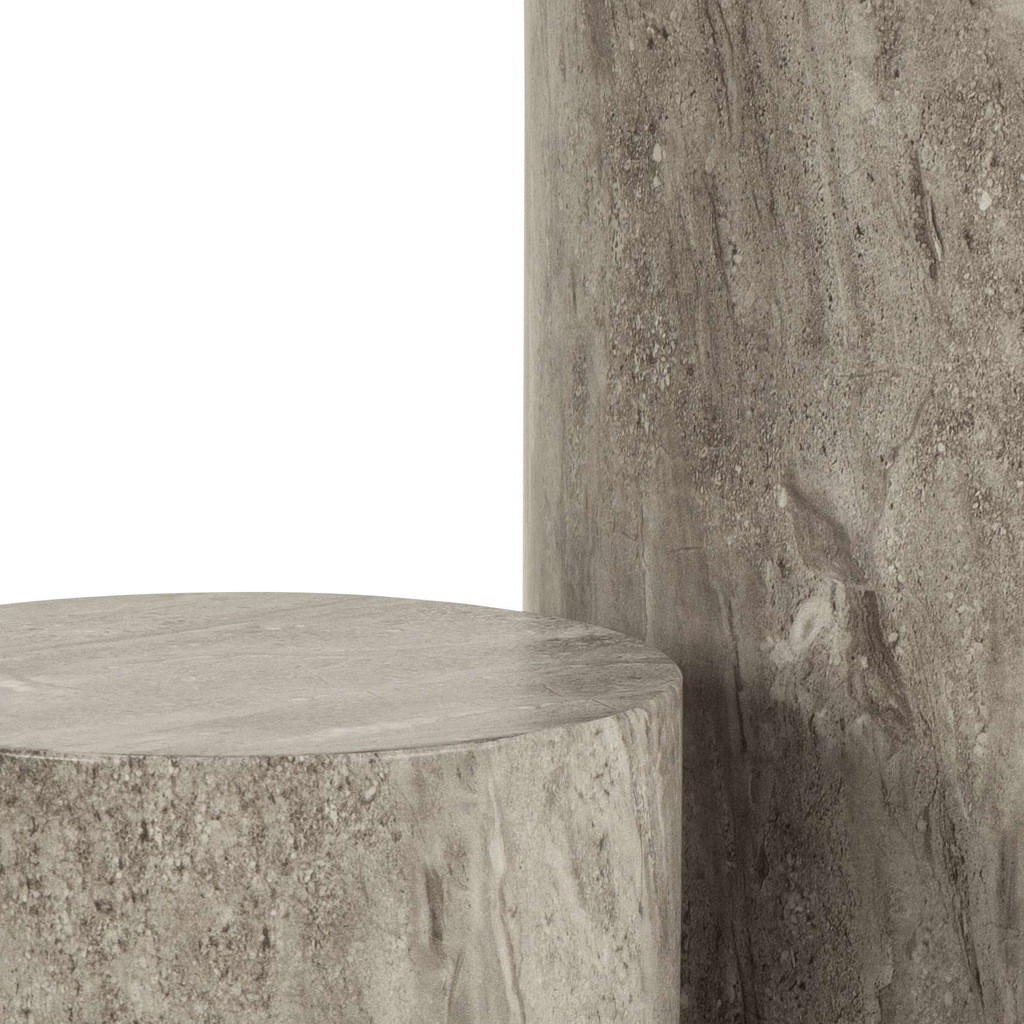 Florence Dice Grey Marble and River Rough Paper Round Pedestal Set of 2 - image 3