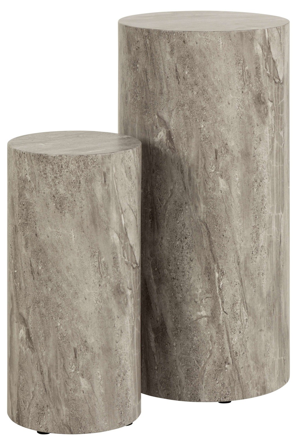 Florence Dice Grey Marble and River Rough Paper Round Pedestal Set of 2 - image 4