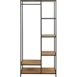 Florence Seaford 5 Shelf Oak and Black Metal Clothes Rack - image 3