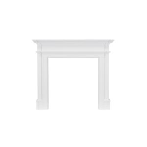 Montana White Fire Surround by Focal Point, featuring a sleek white finish, classic design with detailed molding, and sturdy structure, perfect for enhancing any fireplace area.