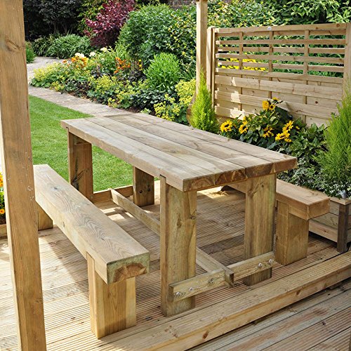 Forest Garden Wooden Garden Table and Bench Set 1.8m - image 4