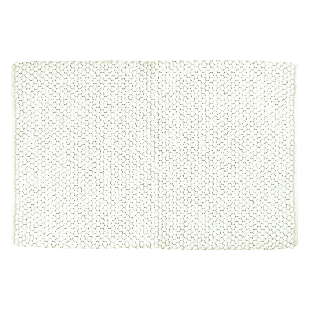Ivory bobble woven cotton bath mat with a textured surface, featuring a non-slip backing, designed for comfort and safety in the bathroom.