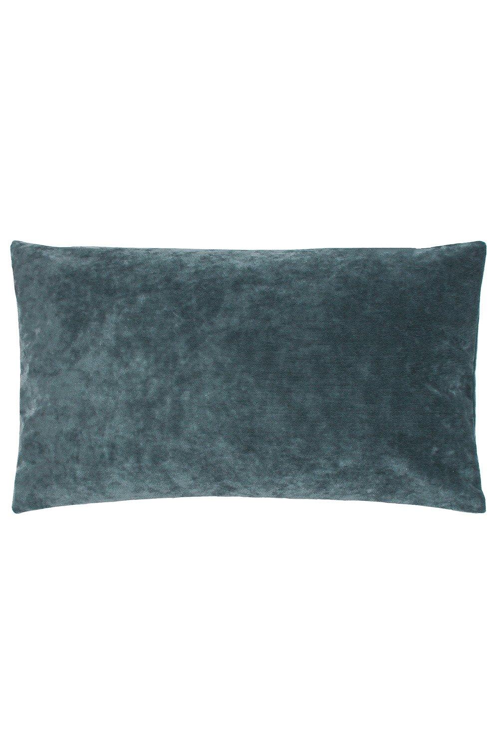 Reversible micro-cord velvet cushion in a deep blue color, measuring 30 cm x 50 cm, featuring a soft, plush texture ideal for adding comfort to any space.