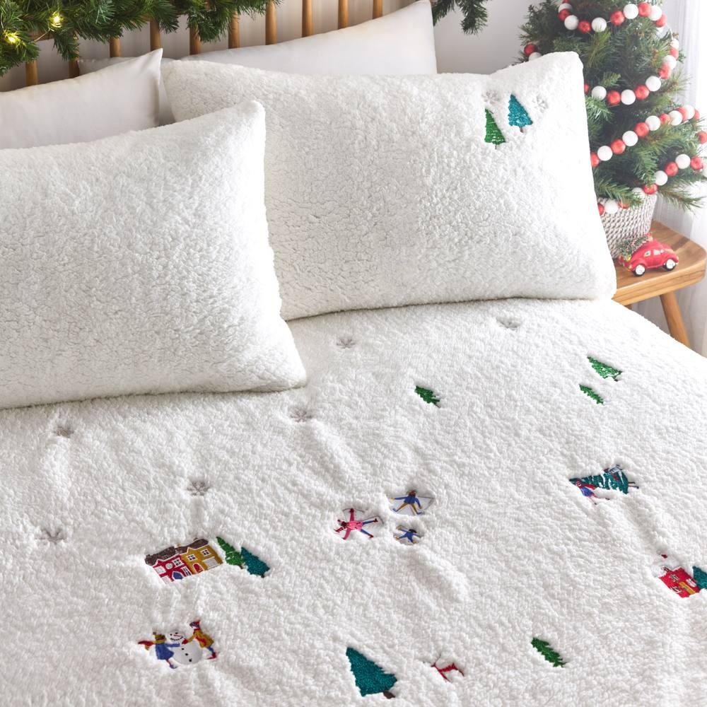 Furn Christmas Together Embroidered Single Fleece Duvet Set - image 2