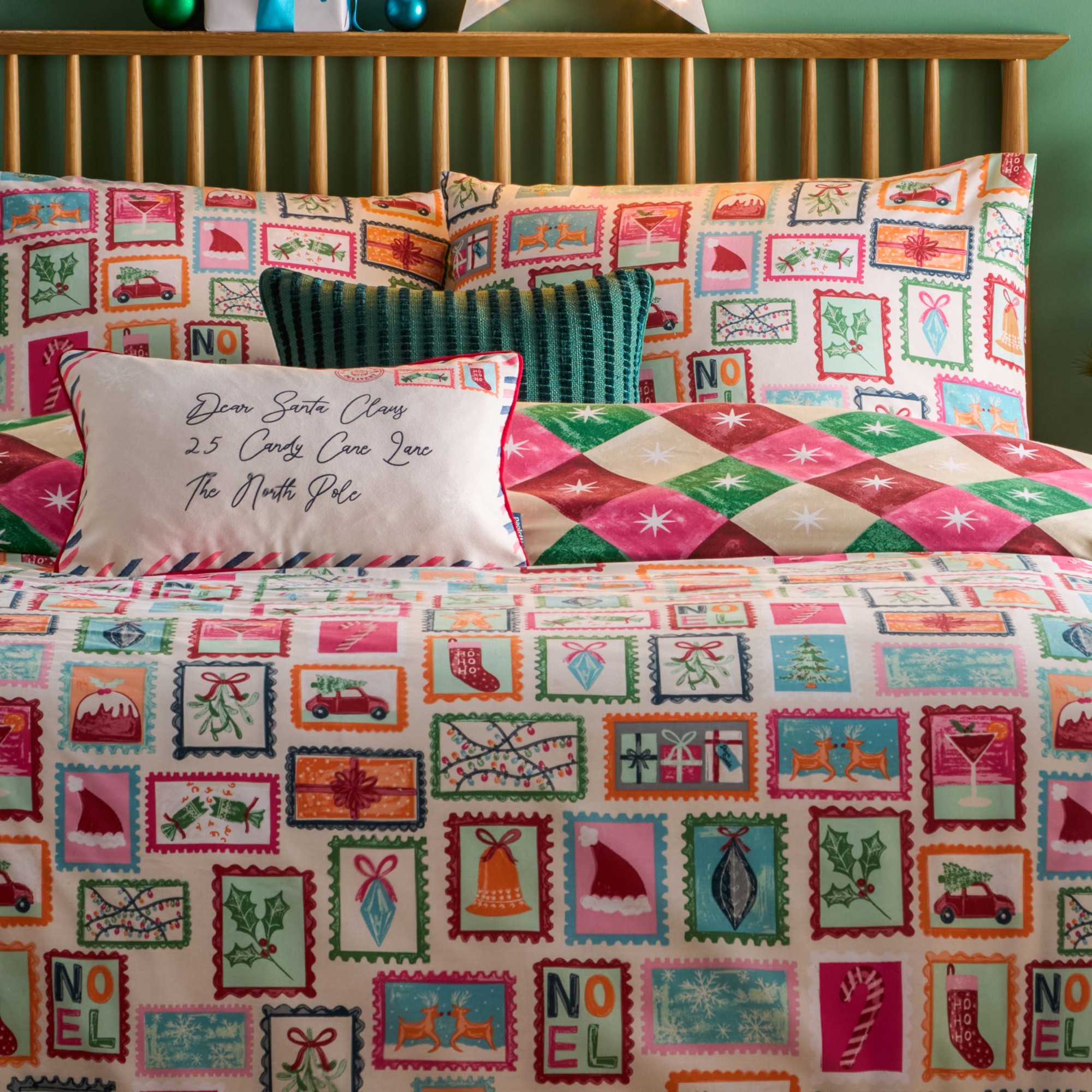 Furn Dear Santa Printed Super King Size Reversible Duvet Set - image 4