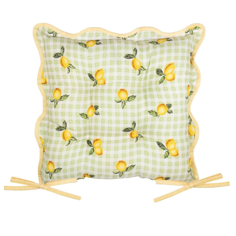 Furn Fruits Lemons Gingham Check Green Seat Pad 40 x 40cm 2 Pack - image 4