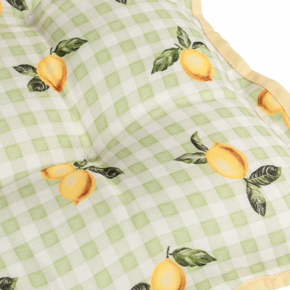 Furn Fruits Lemons Gingham Check Green Seat Pad 40 x 40cm 2 Pack - image 5