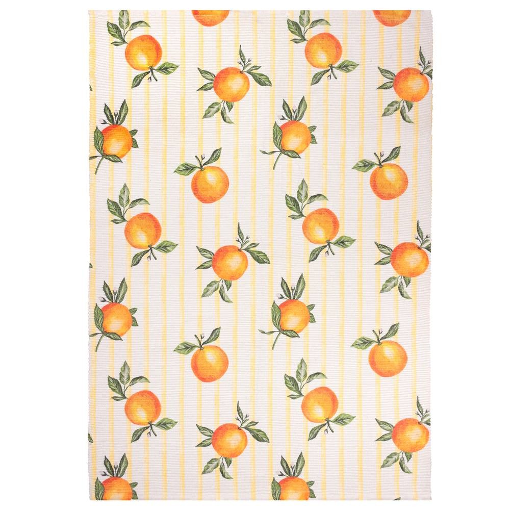 Furn Fruits Oranges Gingham Check Yellow Woven Rug 120 x 170cm - image 2