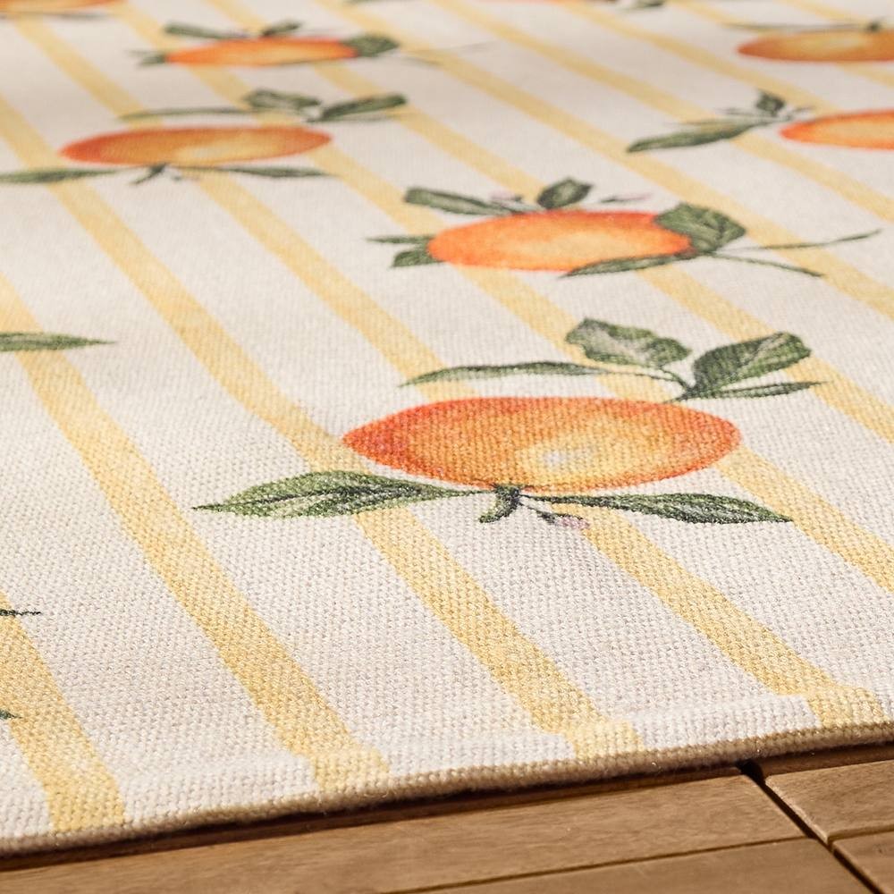 Furn Fruits Oranges Gingham Check Yellow Woven Rug 120 x 170cm - image 4