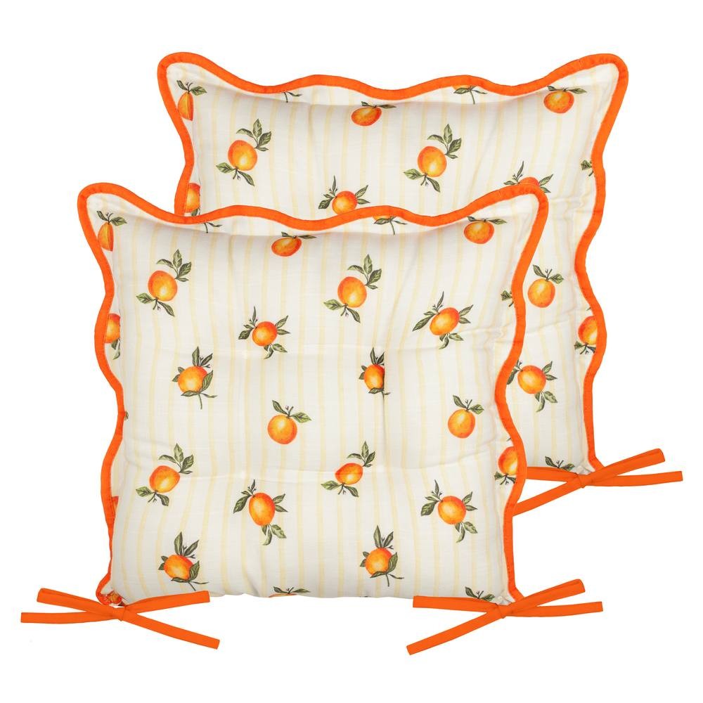 Furn Fruits Oranges Stripe Yellow Seat Pad 40 x 40cm 2 Pack - image 3