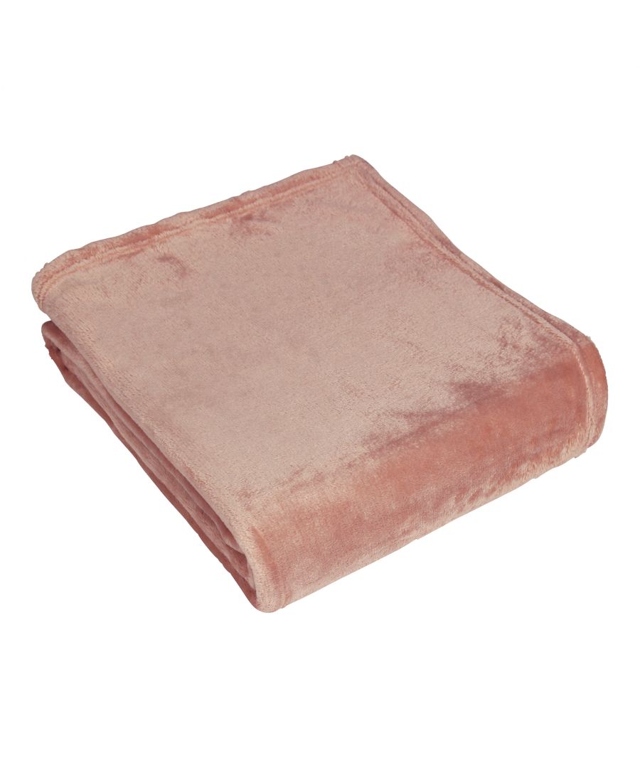 Blush fleece throw blanket, measuring 140 cm x 180 cm, features a soft, smooth texture with a neatly folded edge for a cozy and stylish accent.
