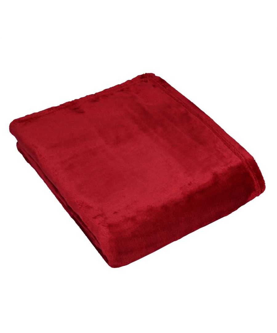 Luxurious red fleece throw blanket by Furn, featuring a soft, plush texture and neatly finished edges, perfect for adding warmth and style to any space.