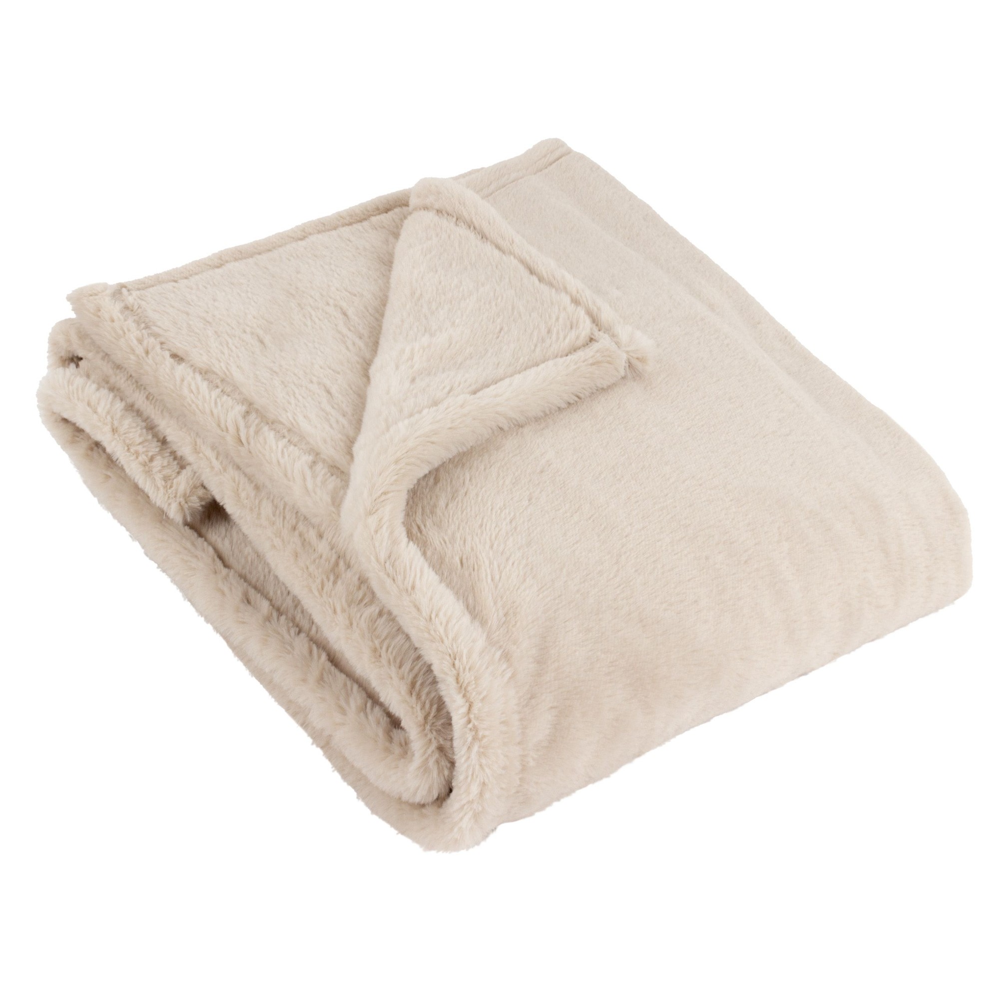 furn. Kallu Faux Fur Natural Double Sided Throw 130 x 180cm - image 3