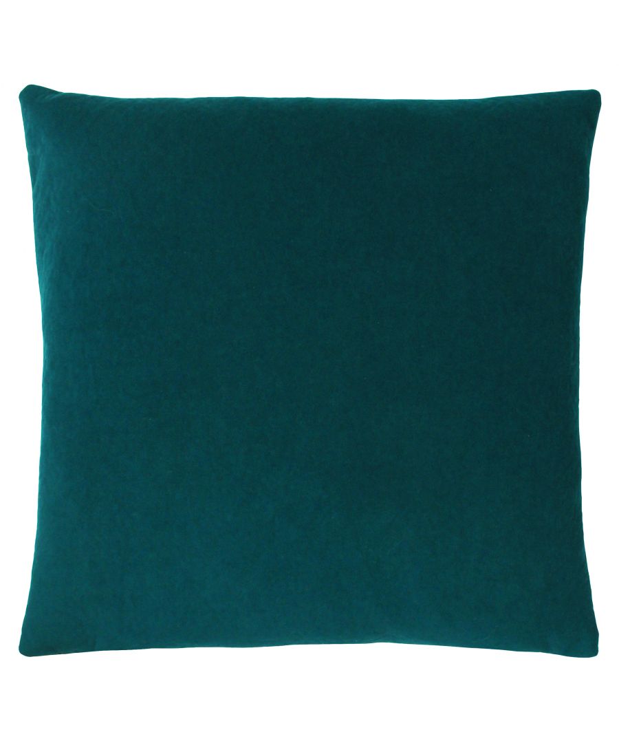 Teal Kobe cushion by Furn, measuring 50 cm x 50 cm, features a soft, textured fabric with a solid color design, perfect for adding a pop of color to any space.