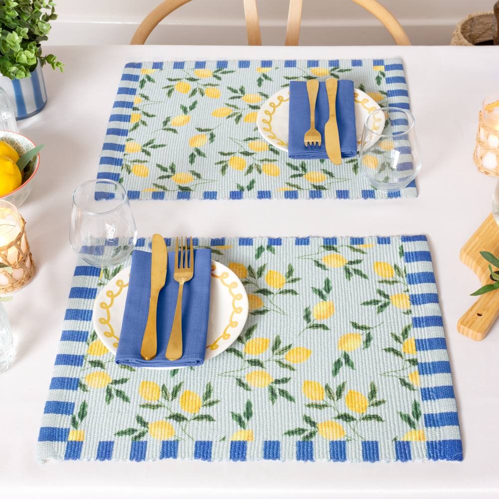 furn. Lemons Blue Placemat 46 x 36cm 4 Pack - image 2
