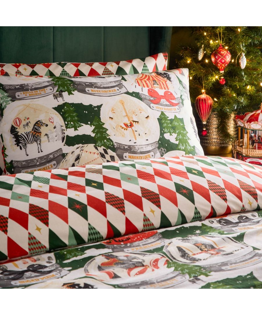 furn. Showtime Super King Pine Festive Fairground Duvet Set - image 2
