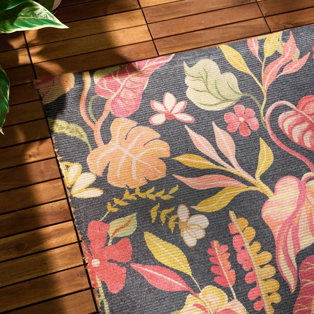 Furn Tropical Bloom Floral Print Black Rug 120 x 170cm - image 3