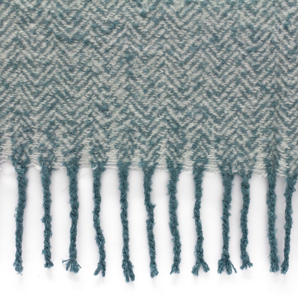 furn. Weaver Herringbone Teal Throw 180 x 130cm - image 2