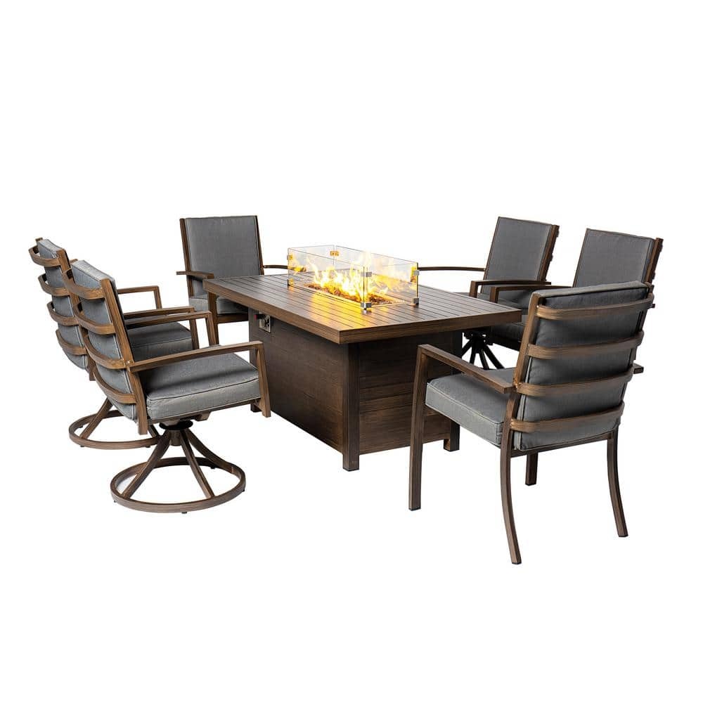 Rattan corner sofa set in mix brown and brown, featuring plush cushions, designed for outdoor conversation with a modern aesthetic.