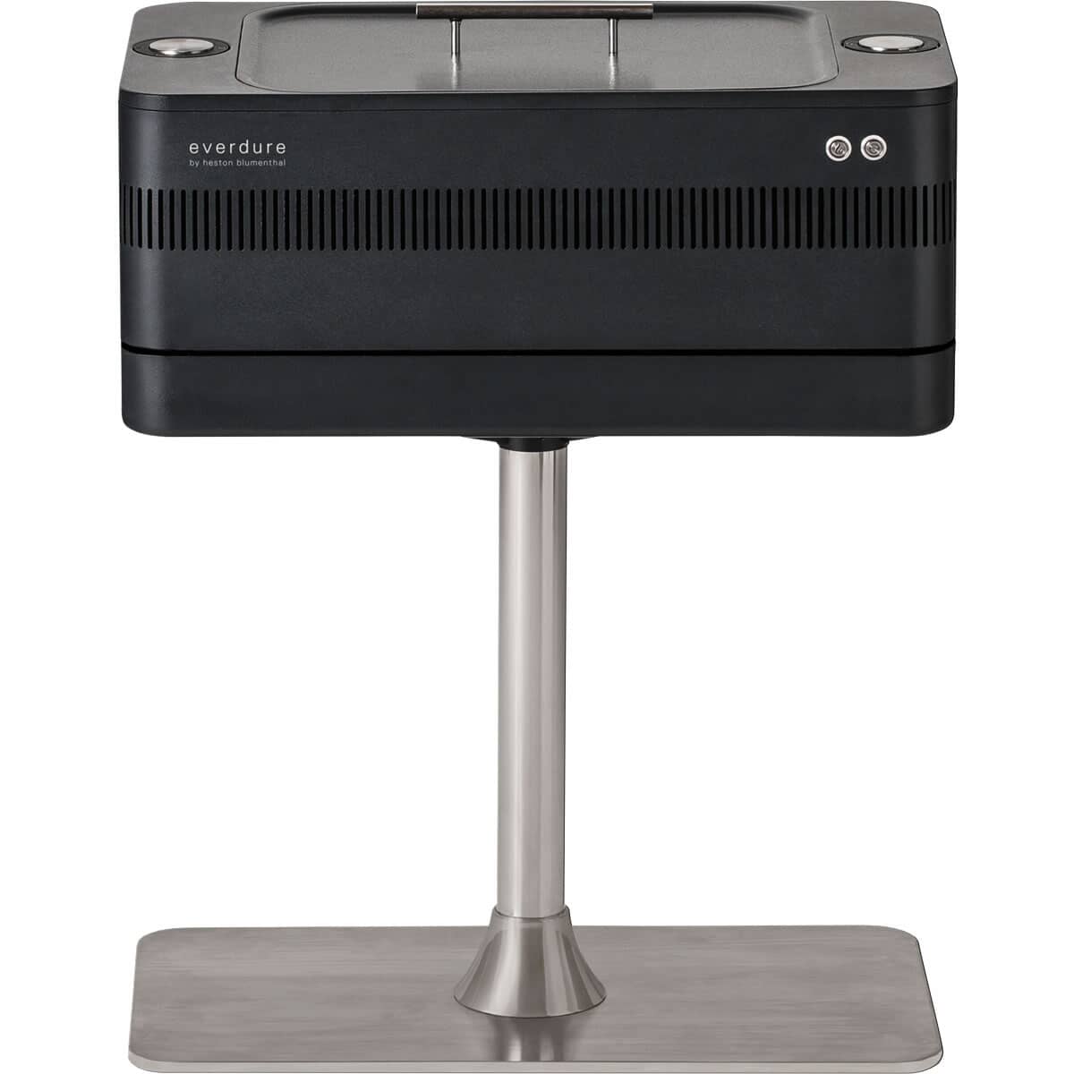 Everdure FUSION Pedestal Charcoal BBQ in graphite, featuring a sleek design, stainless steel pedestal, and a free protective cover included.