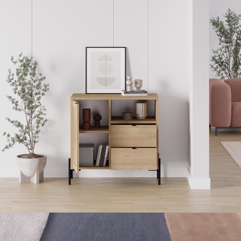 FWStyle Naive Oak Single Door 2 Drawer Storage Unit - image 2