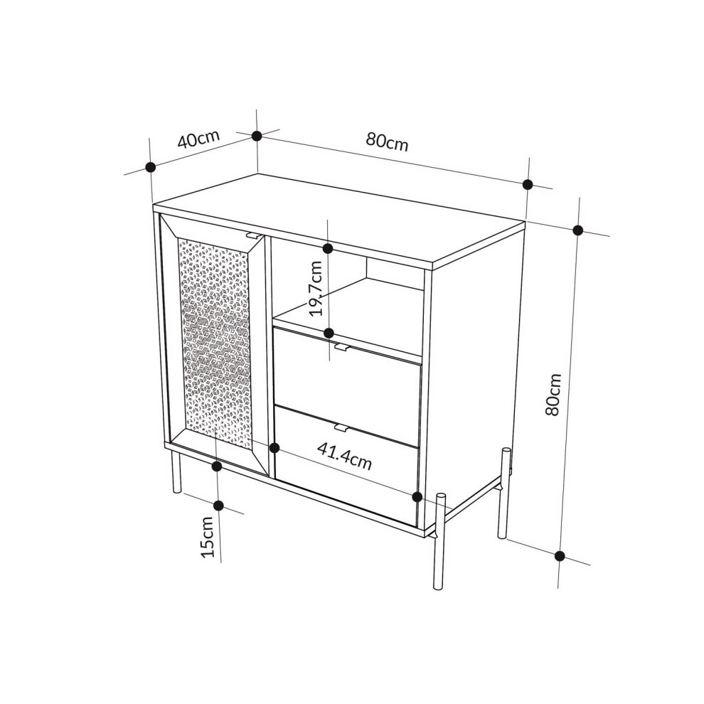 FWStyle Naive Oak Single Door 2 Drawer Storage Unit - image 5