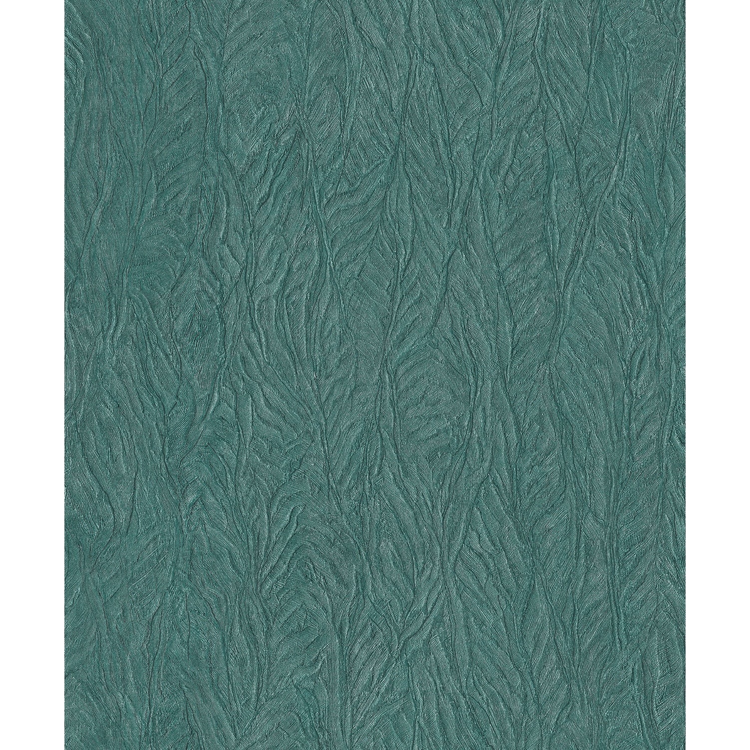 Turquoise leaf embossed wallpaper featuring a textured design with intricate leaf patterns, part of the Ambiance Collection by Galerie Wallpaper.