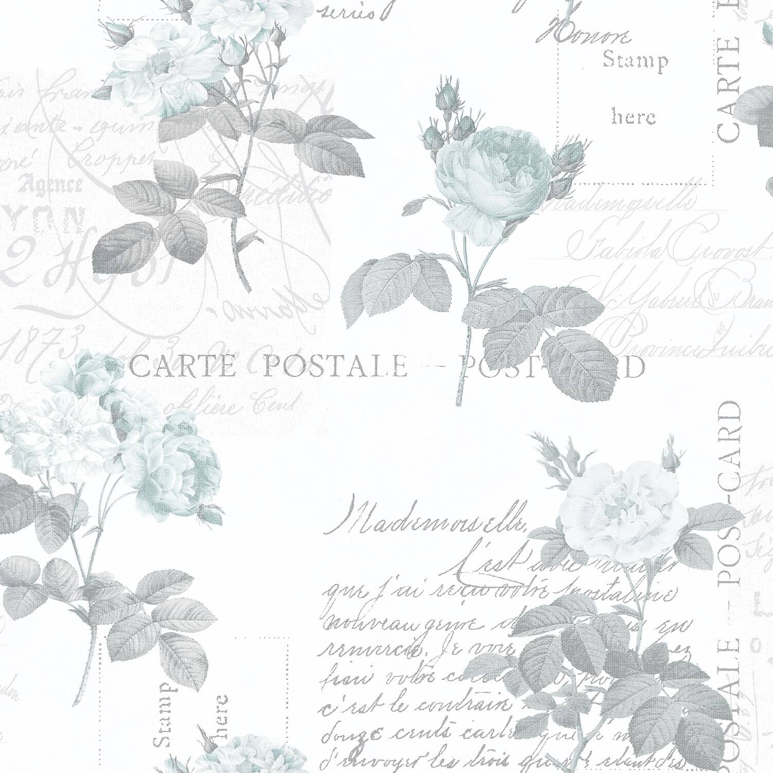 Galerie Country Cottage Postcard and Bouquets Grey Wallpaper - image 2