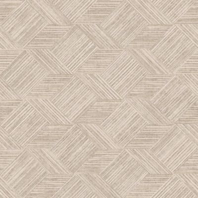 Textured wallpaper featuring a light beige background with a geometric pattern of interlocking diamond shapes, creating a subtle grassy tile effect.