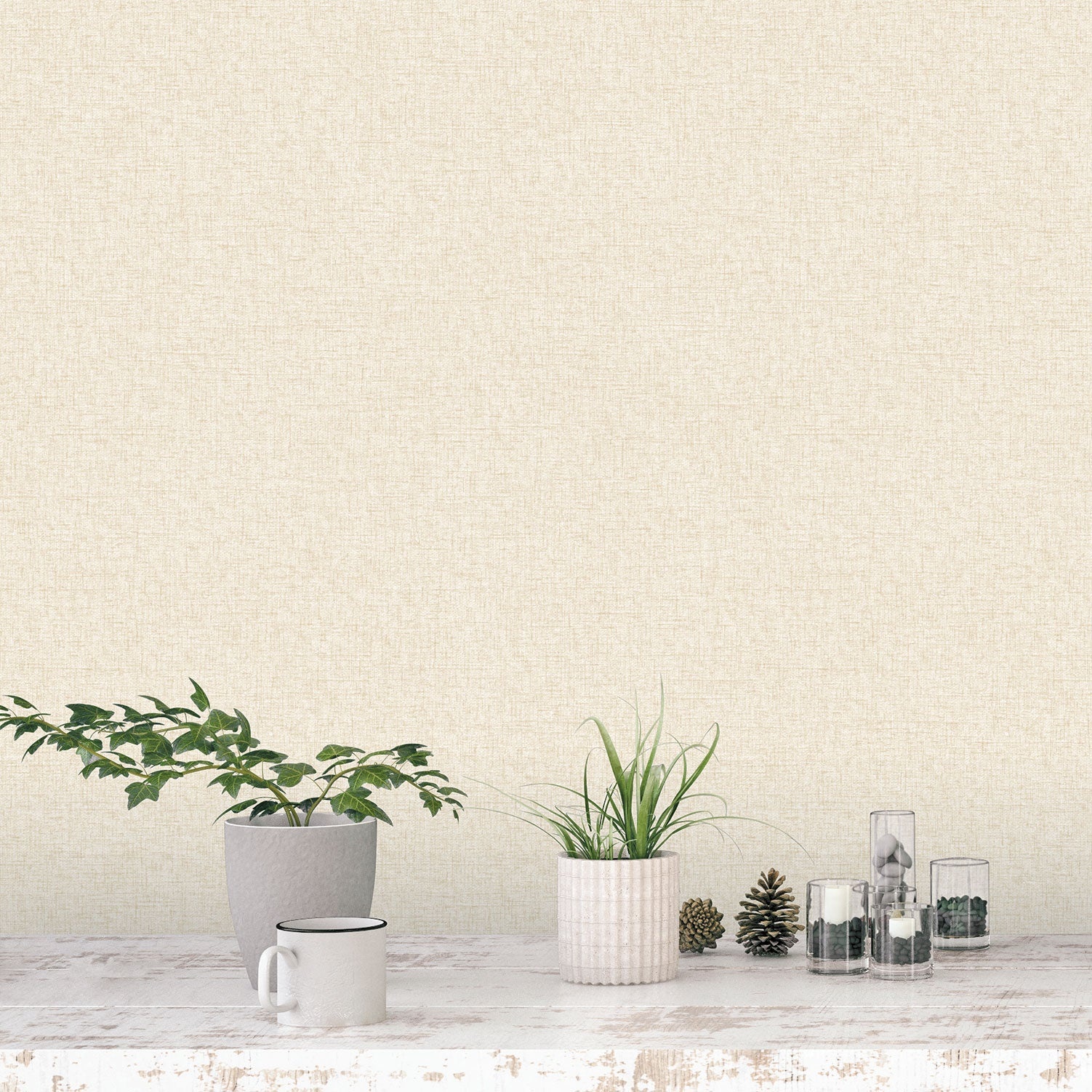 Galerie Evergreen Semi Plain Cream Wallpaper - image 2