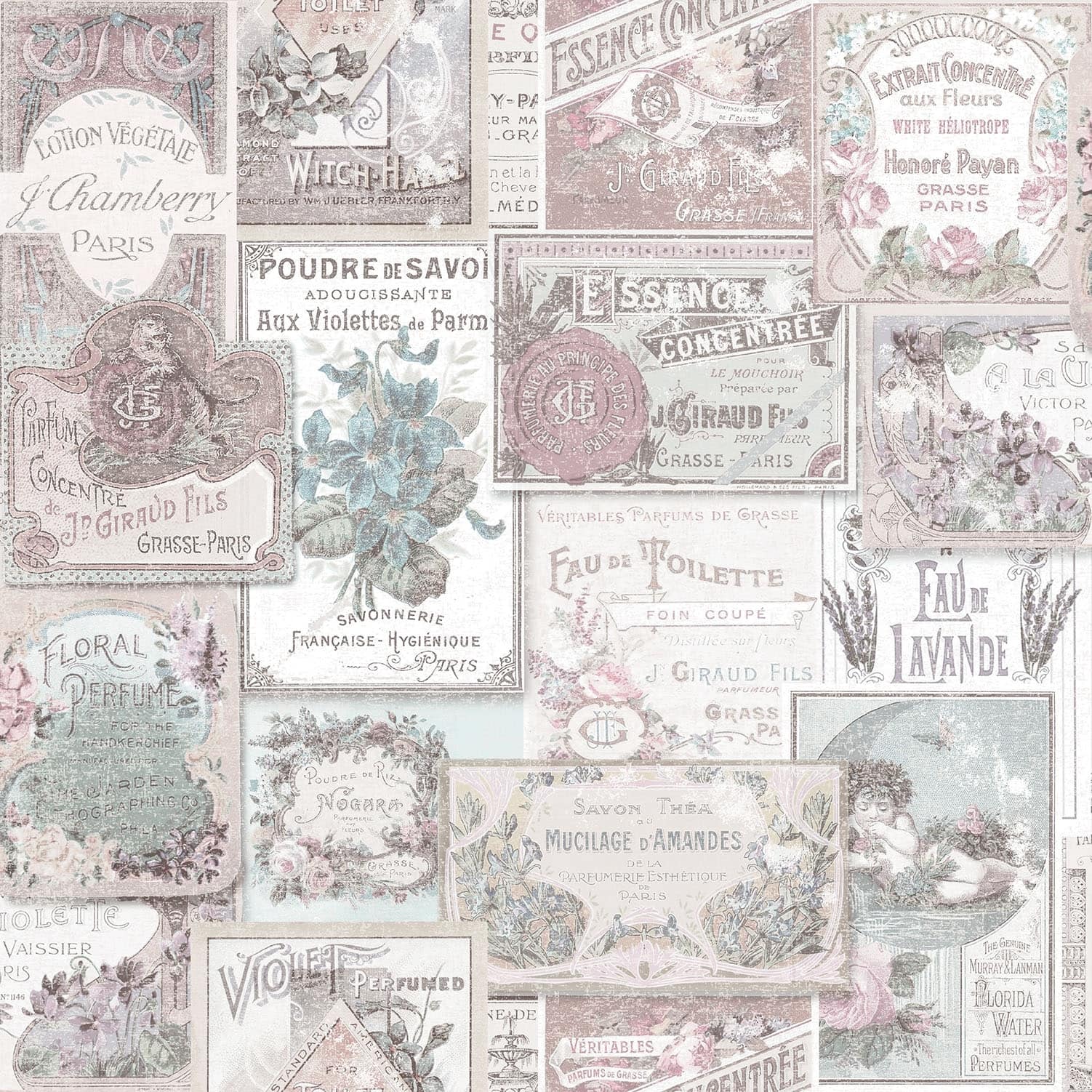 Galerie Nostalgie Perfume Labels Black and White Wallpaper - image 2