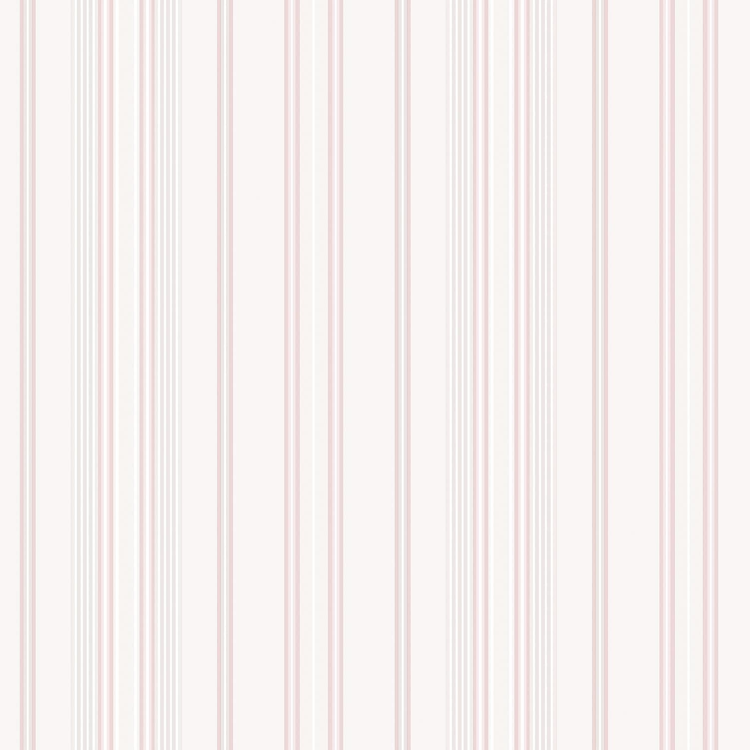 Smooth wallpaper roll featuring a vintage rose stripe design in soft pink and white, measuring 33 feet long and 21 inches wide, ideal for adding a classic touch to interiors.