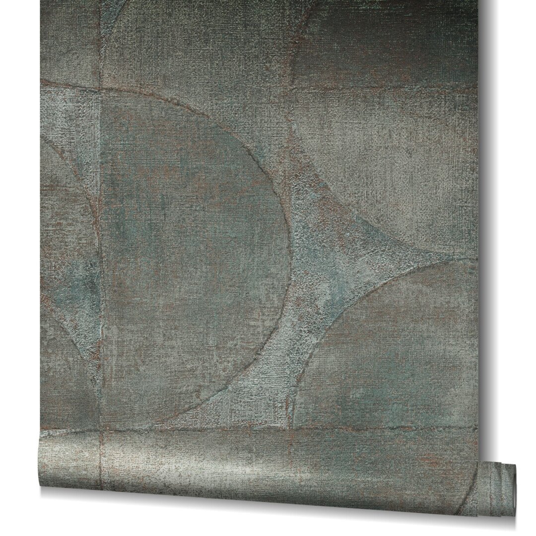 Abstract blue wallpaper featuring textured circles in varying shades of blue and gray, with a subtle sheen and a sophisticated, modern design.