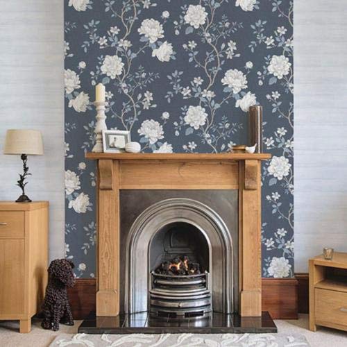 Galerie Vintage Roses Large Rose Trail Dark Blue Beige Wallpaper - image 2