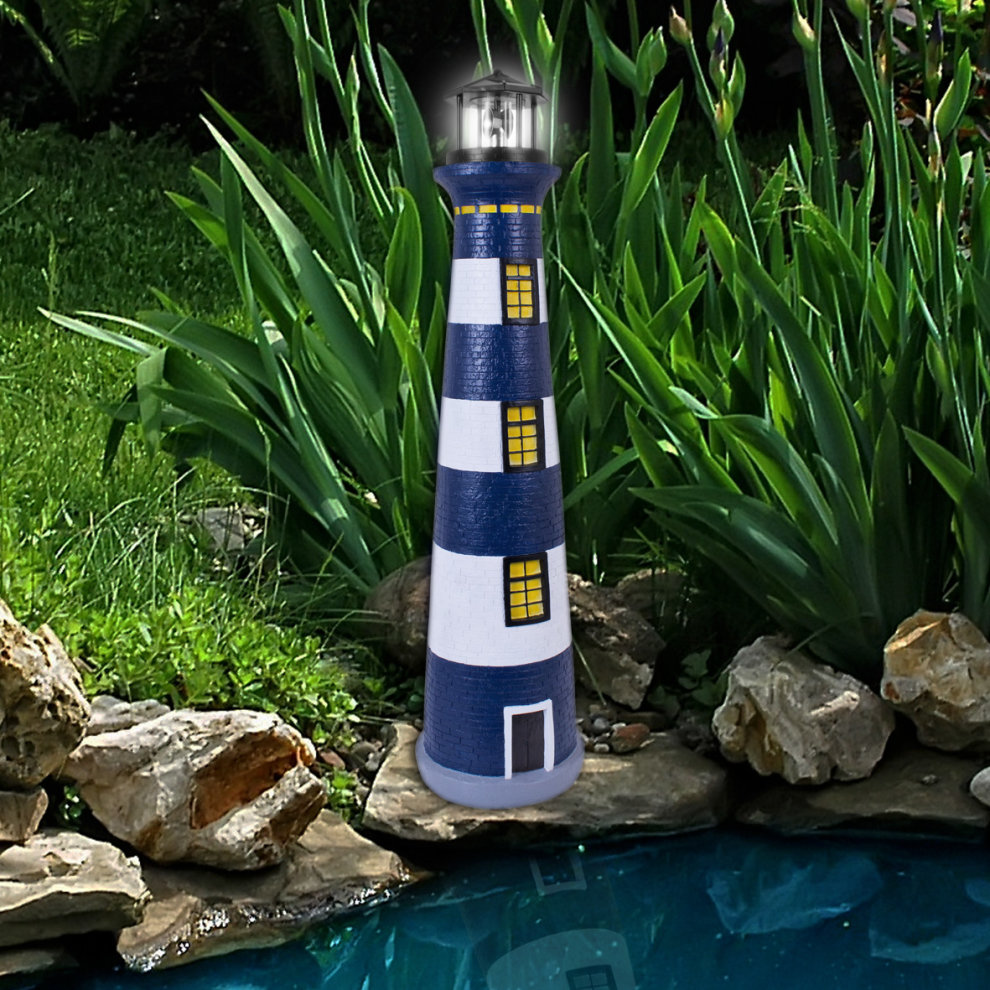 GardenKraft LED Solar Revolving Lighthouse Ornament 75cm - image 2