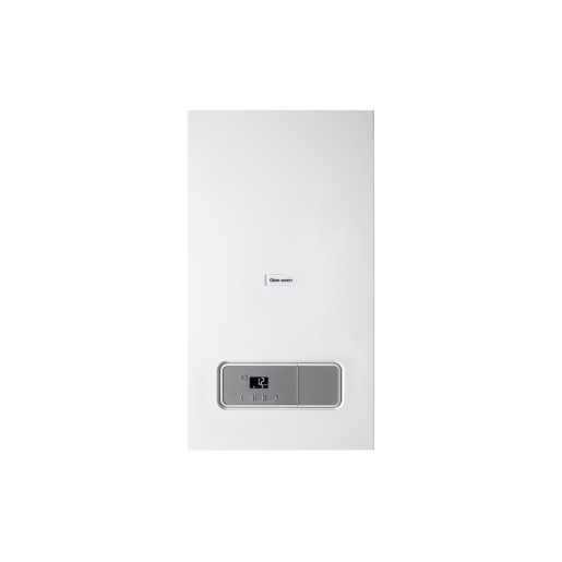 White Glow-Worm Ultimate3 35kW Combi Boiler featuring a digital display and control panel, designed for efficient heating with a 5-year warranty.