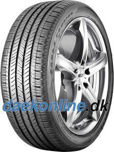 Goodyear Eagle Touring 255/45 R20 summer tyre with a sleek black rubber tread pattern, mounted on a shiny silver alloy wheel, showcasing its performance design.