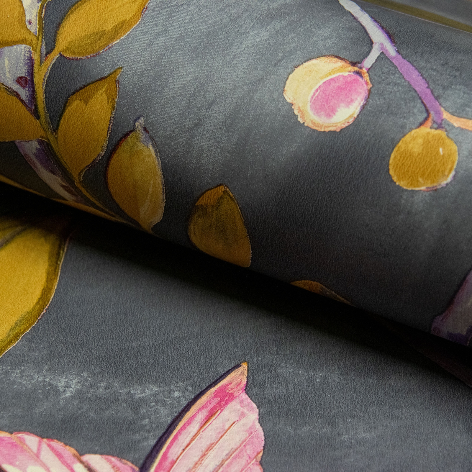 Grandeco Lola Green Charcoal and Pink Floral Wallpaper - image 4