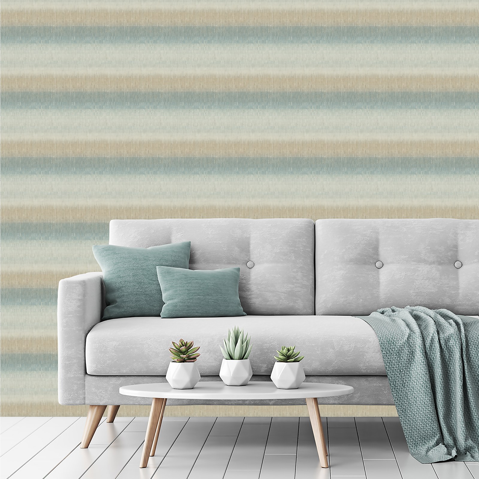 Grandeco Malibu Textile Woven Effect Teal Wallpaper - image 2