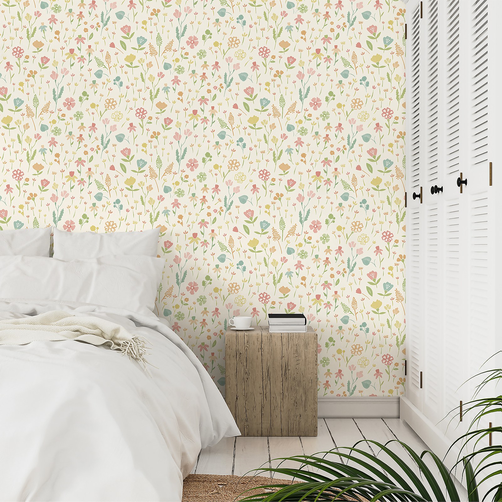 Grandeco Naive Ditsy Garden Flowers Neutral Pink Textured Wallpaper - image 2