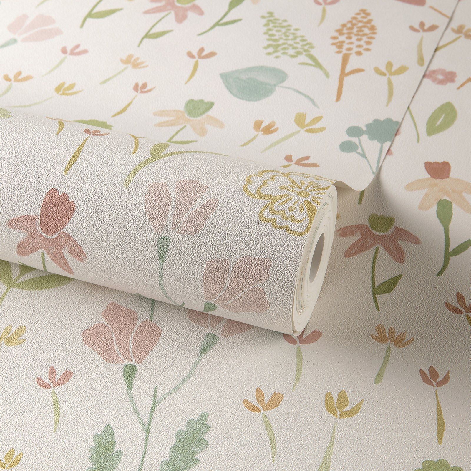 Grandeco Naive Ditsy Garden Flowers Neutral Pink Textured Wallpaper - image 3