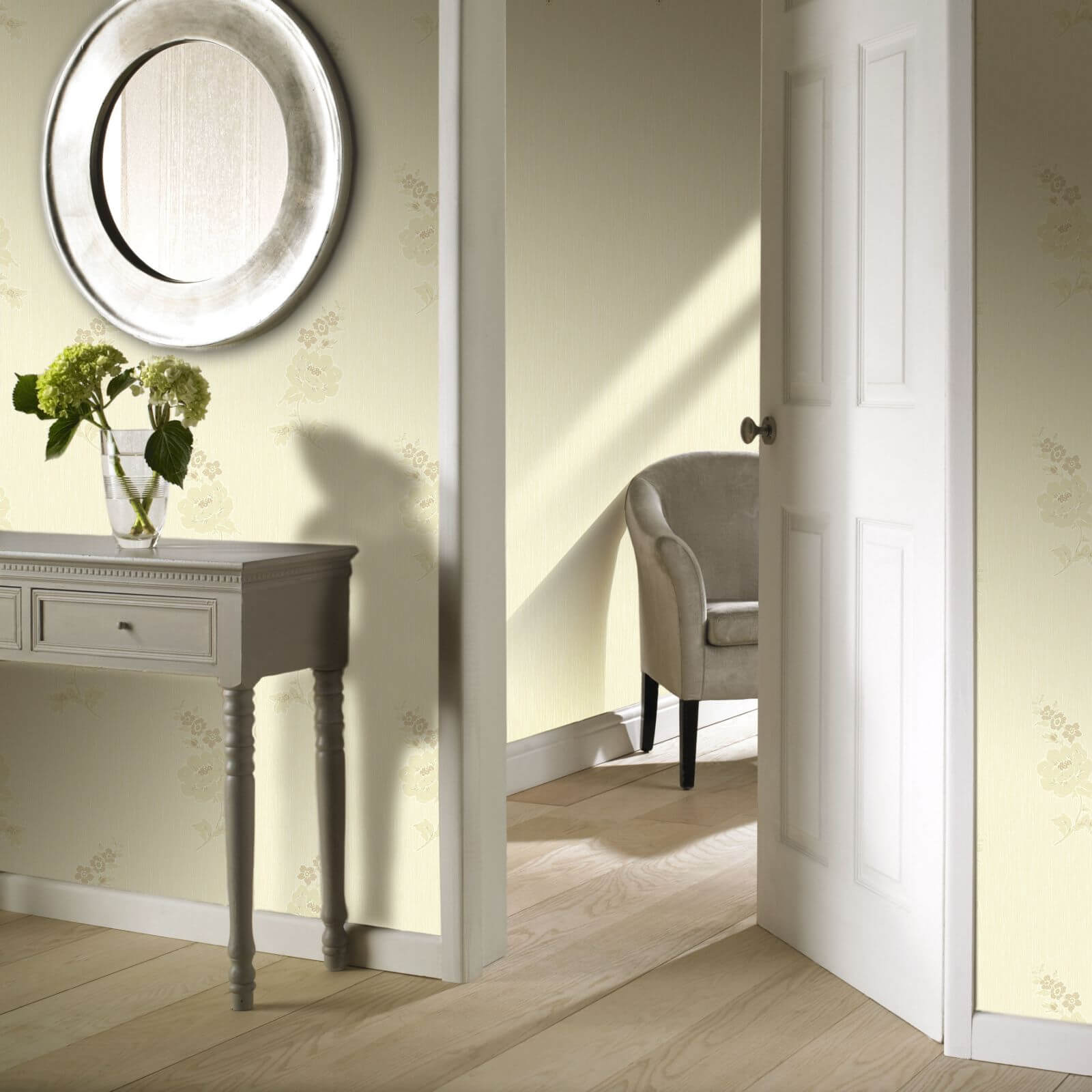 Grandeco Regency Cream Plain Glitter Textured Blown Vinyl Wallpaper - image 2