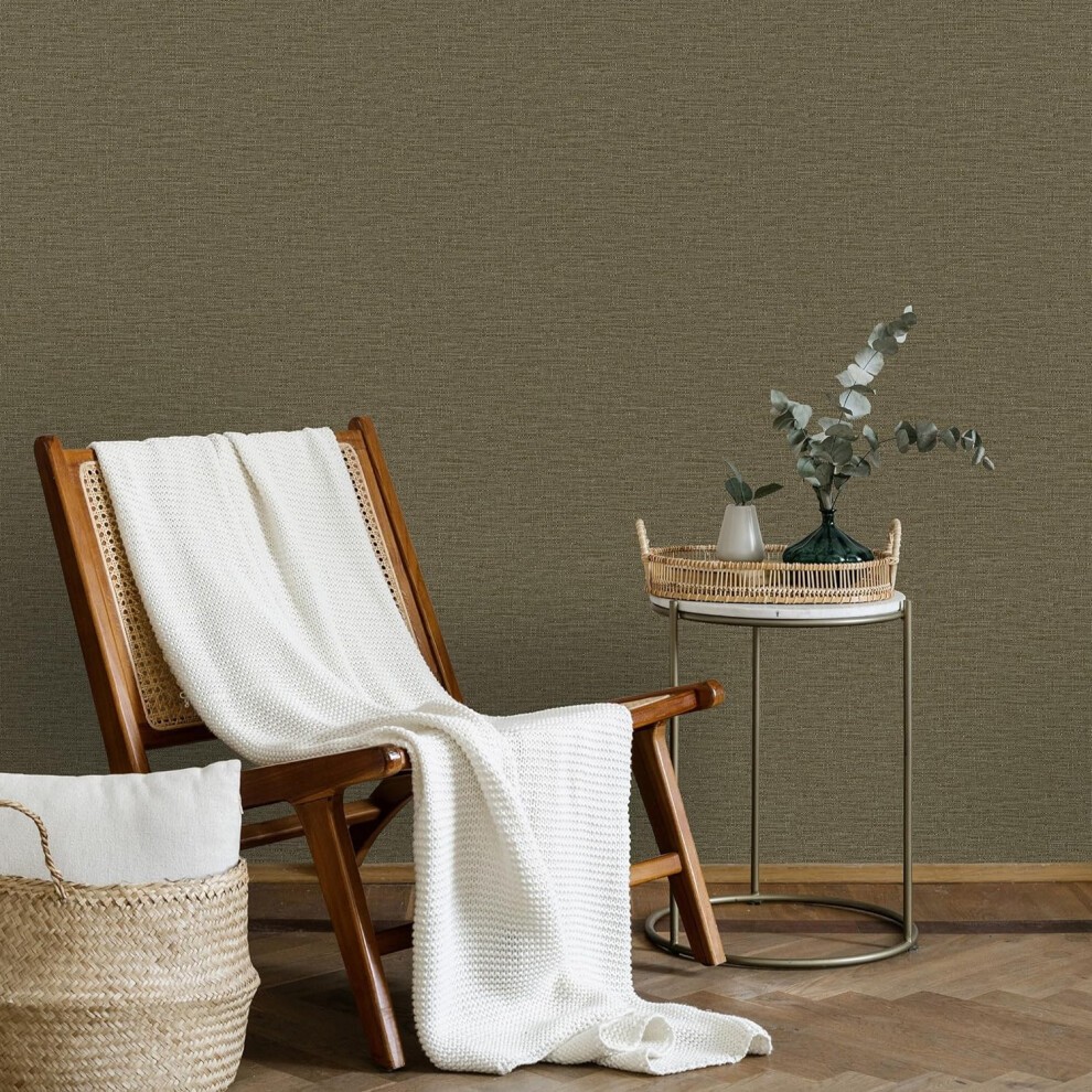 Grandeco Telma Slubbed Fabric Hessian Textured Luxury Dark Green Wallpaper - image 2