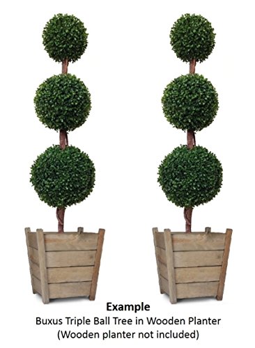 GreenBrokers Artificial Boxwood Triple Ball Topiary Trees 120cm 2 Pack - image 2