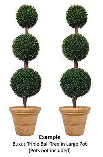 GreenBrokers Artificial Boxwood Triple Ball Topiary Trees 120cm 2 Pack - image 3